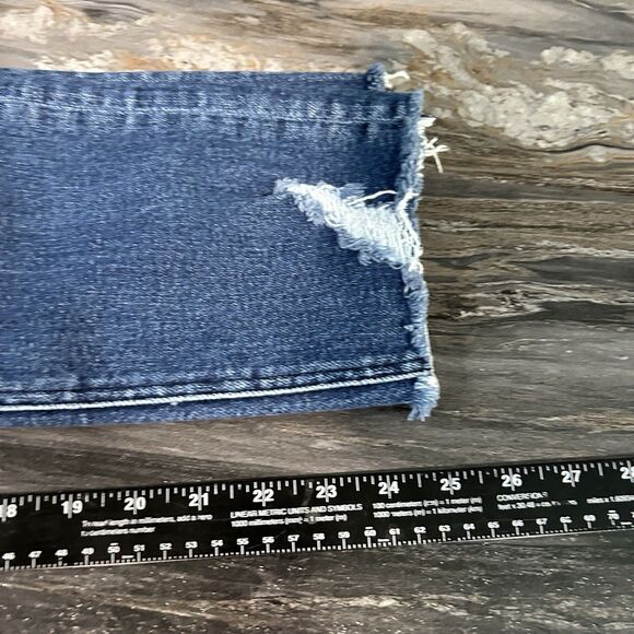 Kancan Womens Jeans 3/25 Blue Stretch Mid Rise Distressed Logo Faded Whiskered - Picture 13 of 15